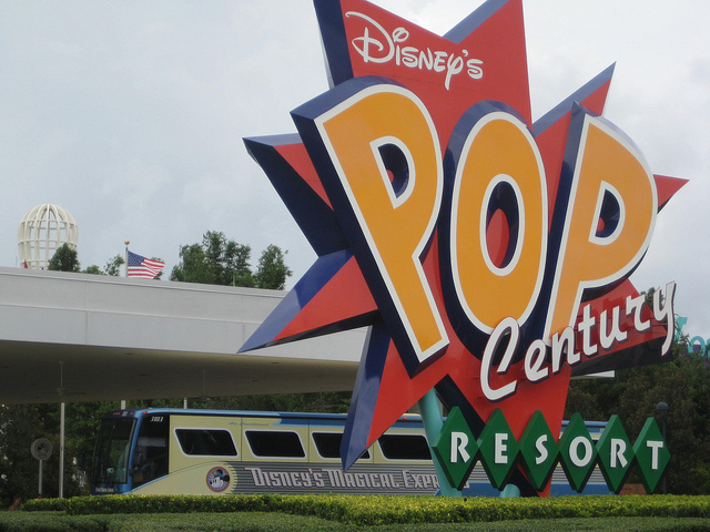 Disney's Magical Express bus outside of Pop Century