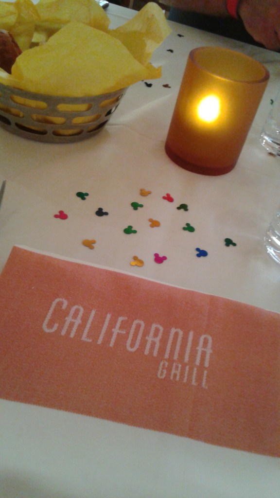 Table at California Grill with Mickey confetti